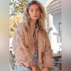 Free People Dolman Quilted Jacket blush pink neutral color FP